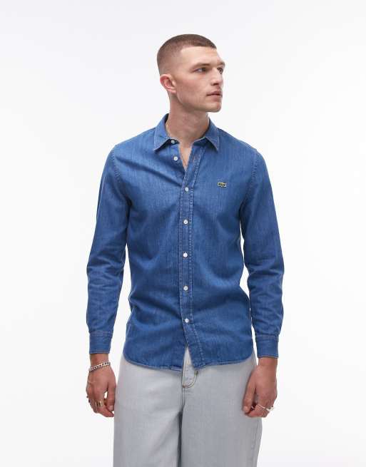 lacoste Mens - Chemise manches longues en jean - Bleu 