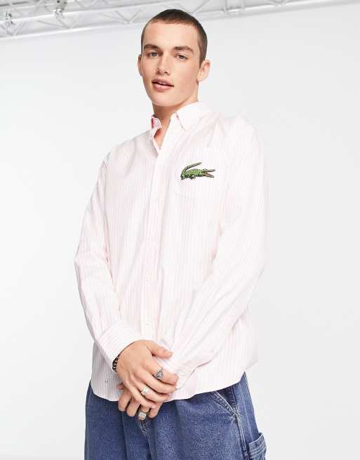 Lacoste Chemise oversize rayures Rose ASOS