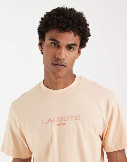 Lacoste chest logo relaxed fit t-shirt in peach, 3 of 5
