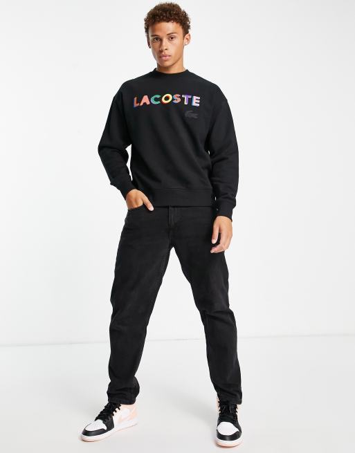 Lacoste chest logo sweatshirt in black