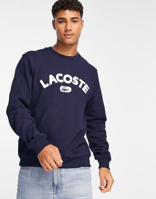 Lacoste chest logo sweatshirt in navy
