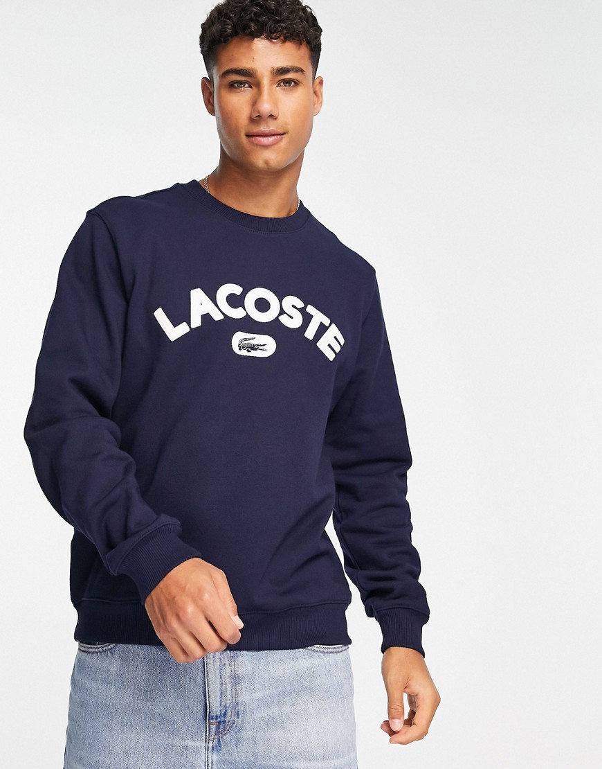 Lacoste chest logo sweatshirt in navy