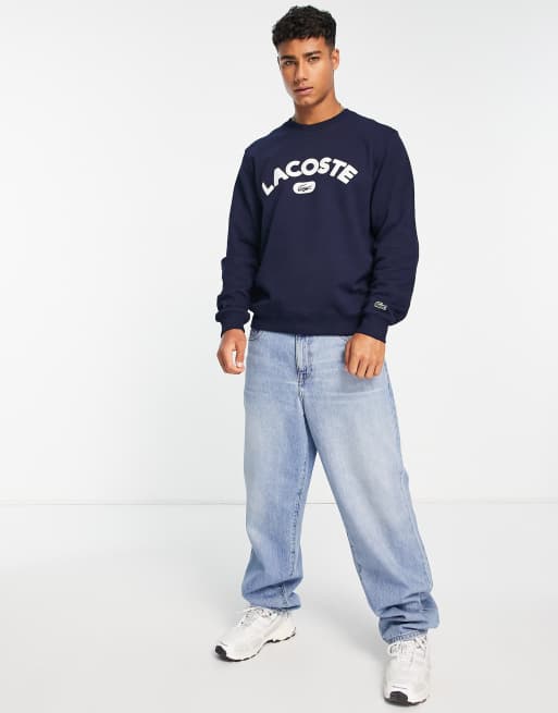 Lacoste chest logo sweatshirt in navy ASOS