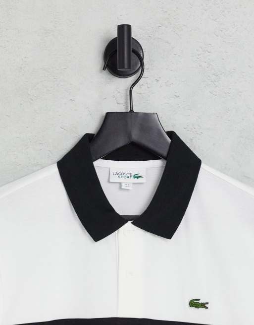 Black and white lacoste on sale shirt