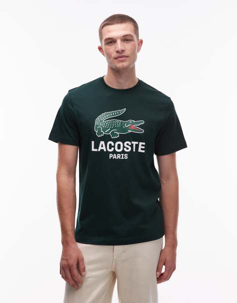 Lacoste croc logo t-shirt in dark green