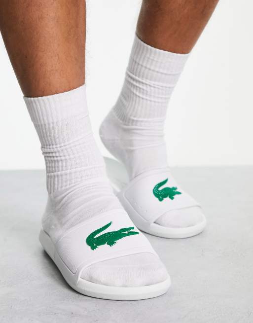 Lacoste Claquettes logo crocodile Blanc