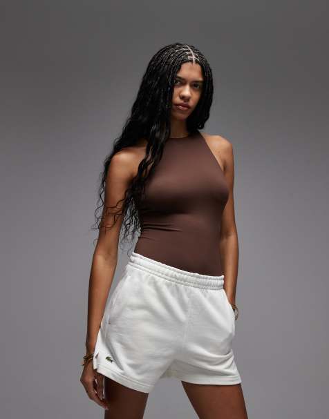 Lacoste classic logo jersey shorts in white