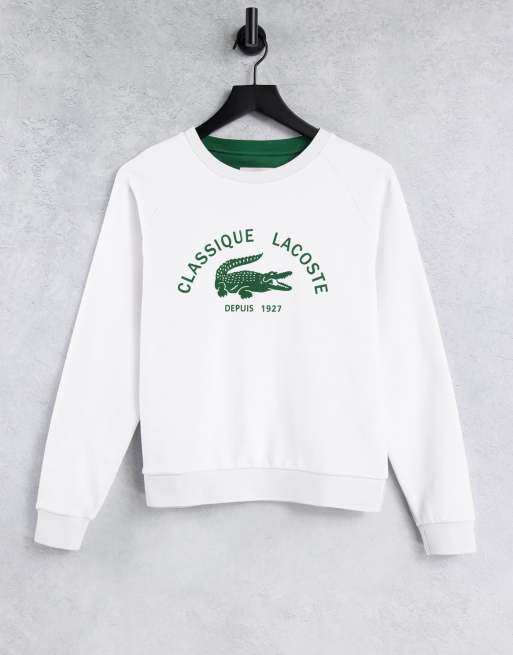 Henholdsvis Taktil sans Almægtig Lacoste classic logo sweatshirt in white | ASOS