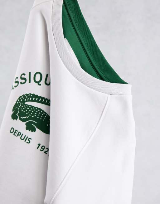 Lacoste classic logo sweatshirt in white, 4 of 4