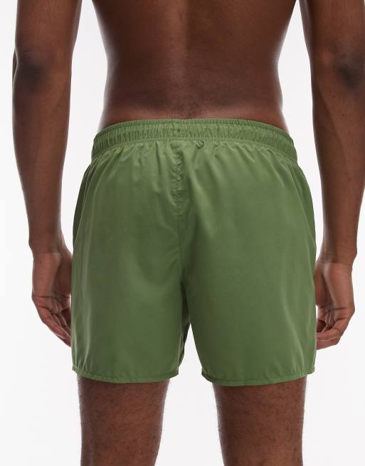 Lacoste classic logo swim shorts in green , 4 of 5