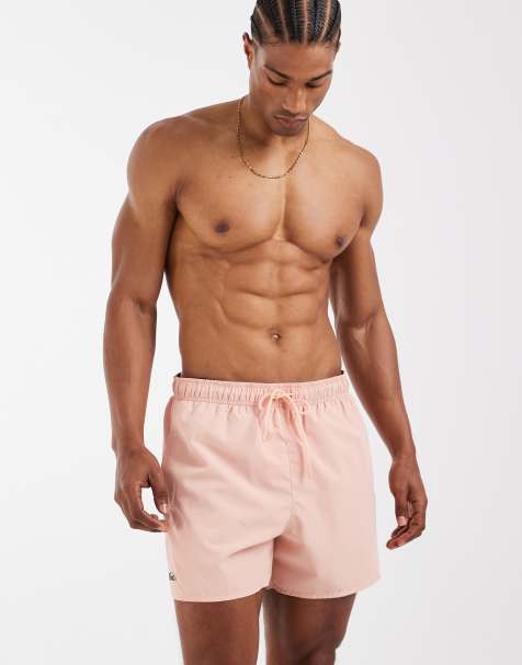 Lacoste classic logo swim shorts in light pink - view 1