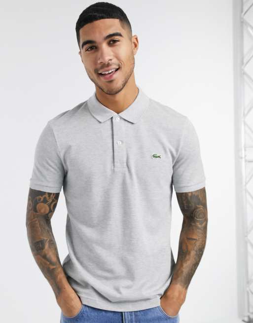 Lacoste classic polo in french pique with croc in gray