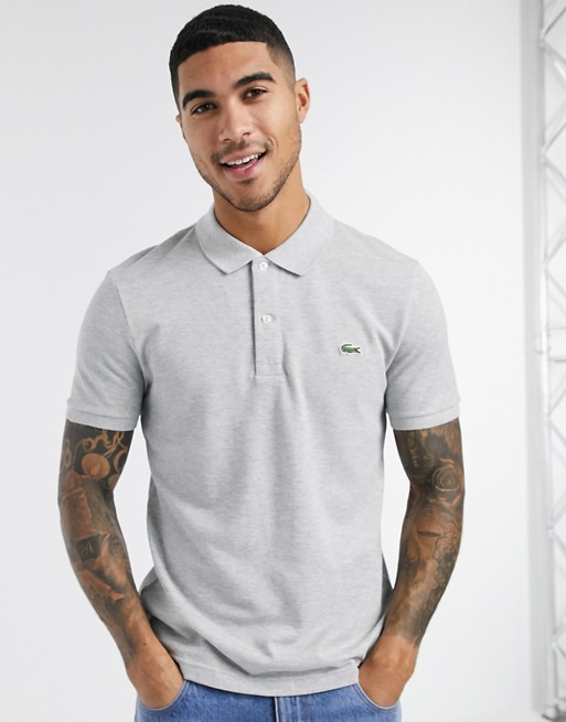 Lacoste classic polo in french pique with croc in grey