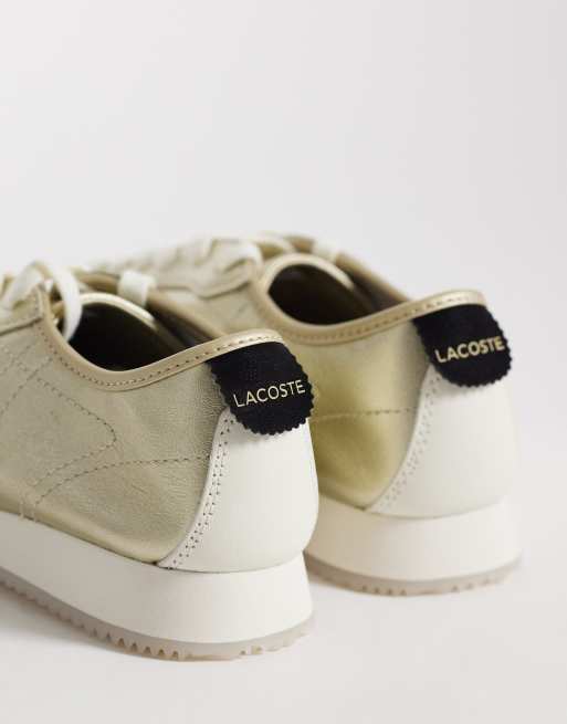 Lacoste - Club-Low - Baskets basses à logo métallisé - Doré, 4 de 5