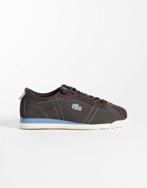 Lacoste Club-Low contrast nylon sneakers in blue and brown - view 1