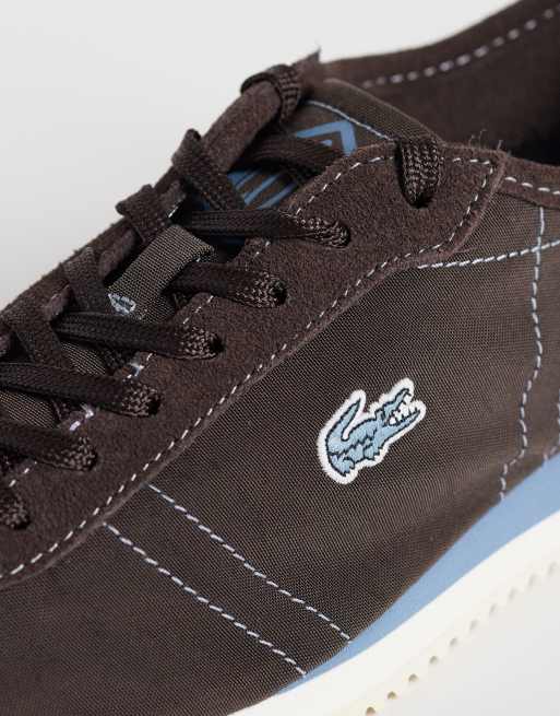 Lacoste Club-Low contrast nylon sneakers in blue and brown , 4 of 5