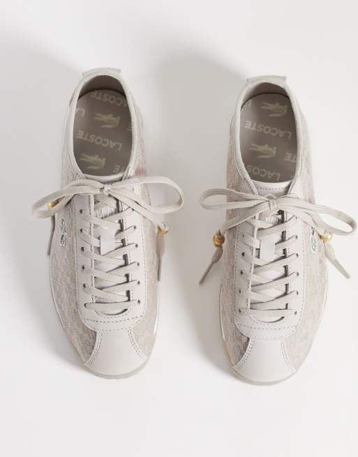 Lacoste club-low lace trainer in taupe , 3 of 5