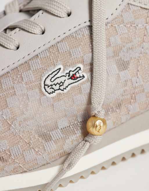 Lacoste club-low lace trainer in taupe , 4 of 5