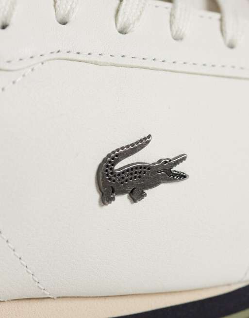 Lacoste club low trainer in ecru and khaki, 4 of 5