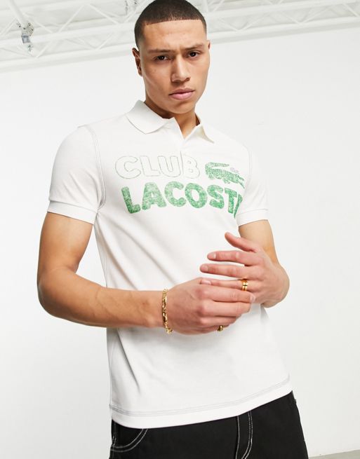 Lacoste - Club - Poloshirt in wit met afbeeldingen op de voorkant