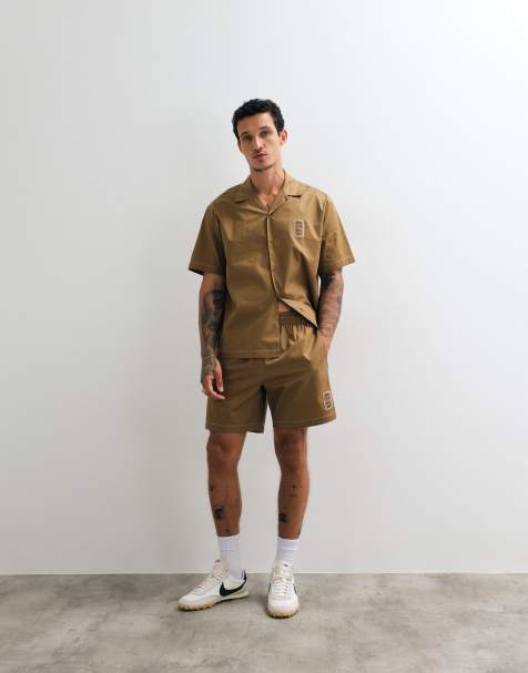 Lacoste co-ord drawstring logo shorts in brown - view 1