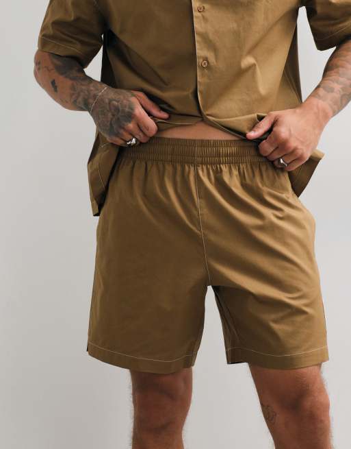 Lacoste co-ord drawstring logo shorts in brown, 4 of 5