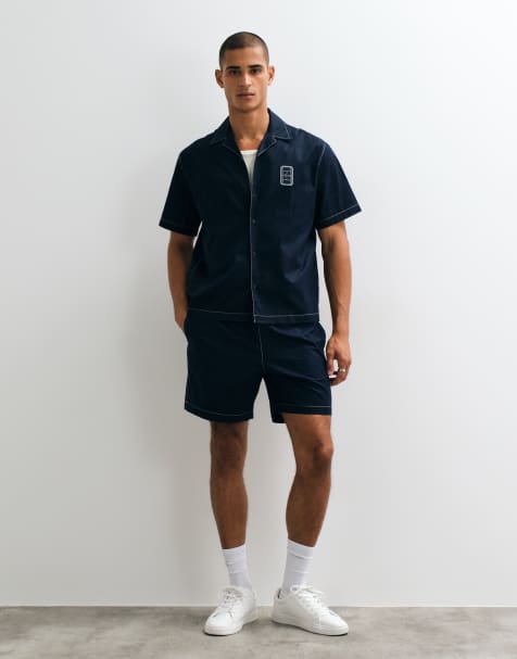 Lacoste co-ord drawstring logo shorts in navy - view 1