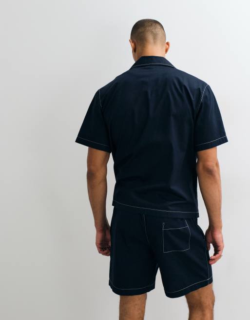 Lacoste co-ord drawstring logo shorts in navy, 3 of 5