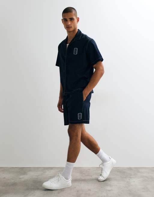 Lacoste co-ord drawstring logo shorts in navy, 5 of 5
