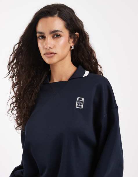 Lacoste co-ord long sleeve logo polo sweatshirt in navy - view 1