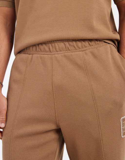 Lacoste co-ord loose fit drawstring logo joggers in brown, 5 of 5