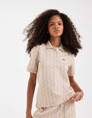 Lacoste Lacoste co-ord monogram polo top in light pink