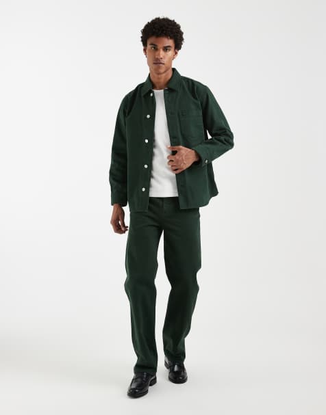 Lacoste co-ord overdyed straight leg jeans in dark green - view 1
