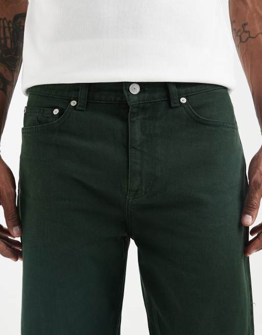 Lacoste co-ord overdyed straight leg jeans in dark green, 5 of 5