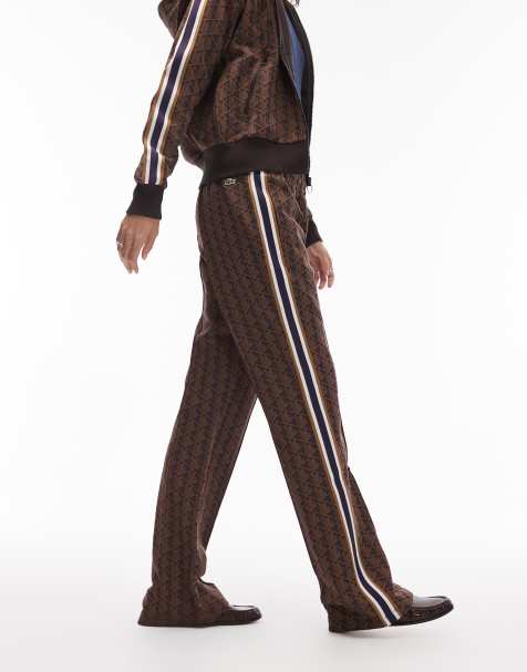 Lacoste co-ord printed joggers in brown - view 1