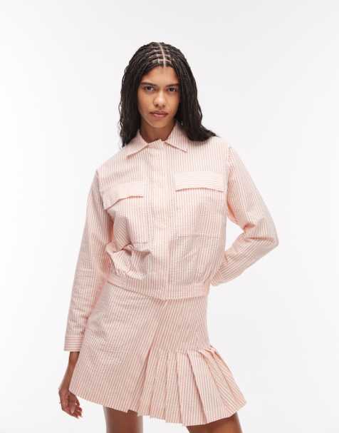 Lacoste co-ord stripe jacket in orange & white - view 1