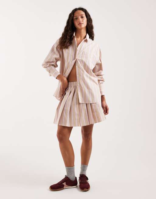 Lacoste co-ord stripe shirt in pink & baby blue, 2 of 4