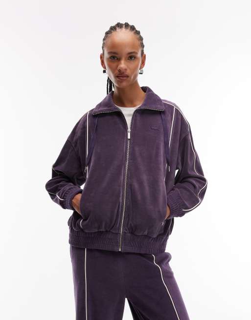Lacoste co-ord zip through sweatshirt in purple ASOS
