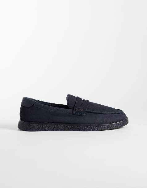 Lacoste cochet suede loafer in black - view 1