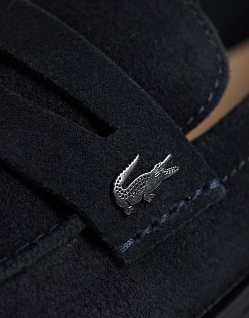 Lacoste cochet suede loafer in black, 3 of 4