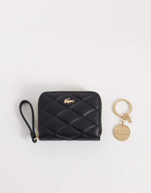 Lacoste coin purse and gold tennis keyring gift set in black , 2 of 3