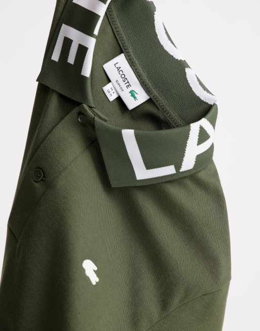 Lacoste collar logo polo in khaki Exclusive at ASOS, 4 of 4