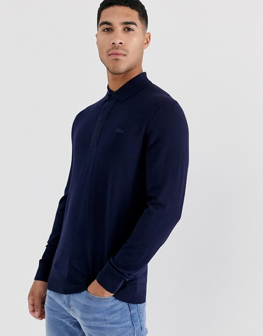 Lacoste collared knitted jumper