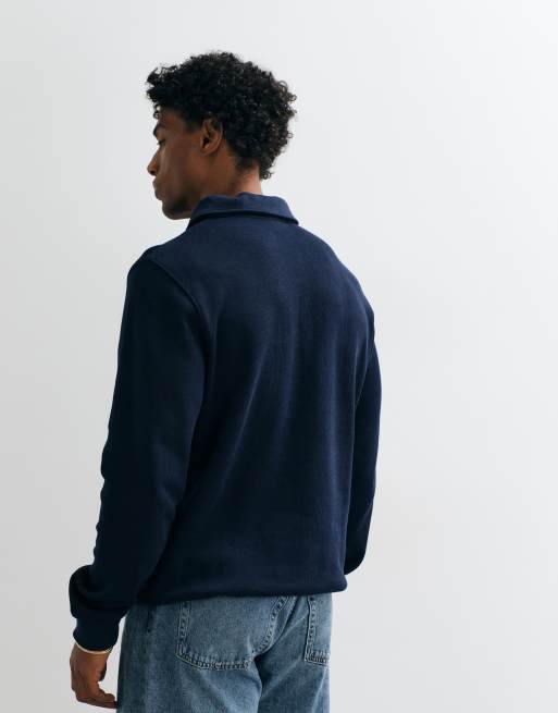 Lacoste collared rib polo in navy, 4 of 5