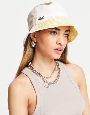 Lacoste Color Block Bucket Hat-white