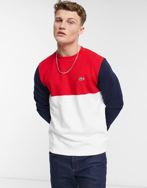 Lacoste colour store block crew sweatshirt