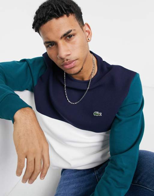 Lacoste block crew clearance sweatshirt