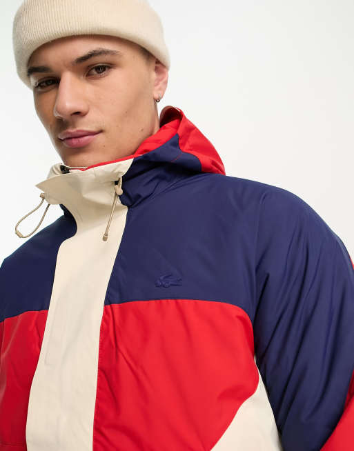 Veste lacoste outlet bleu et rouge