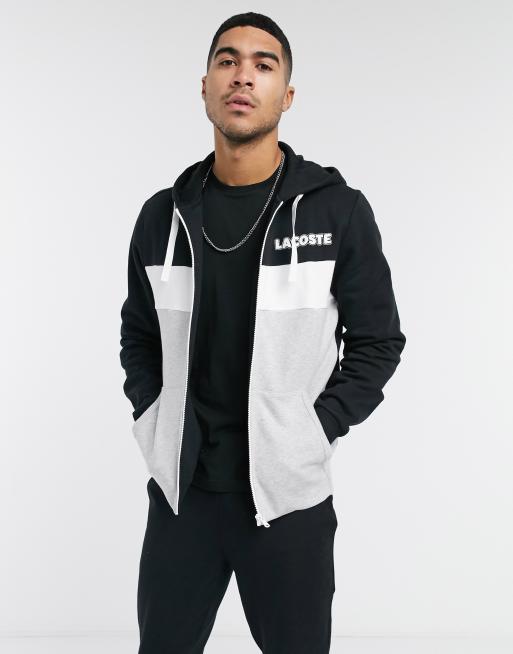 Color block zip outlet up hoodie