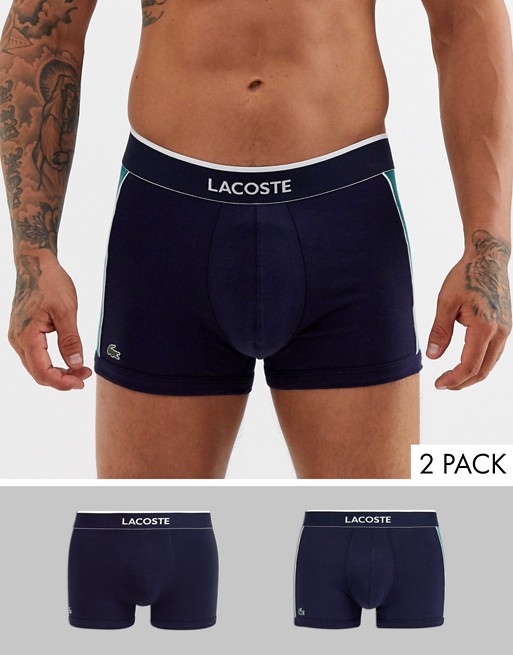 Lacoste Colour Block 2 pack trunks in navy